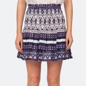 Sea NY Tuckernuck Brigette Skirt Size M Purple Cotton Boho Tiered Smocked Mini